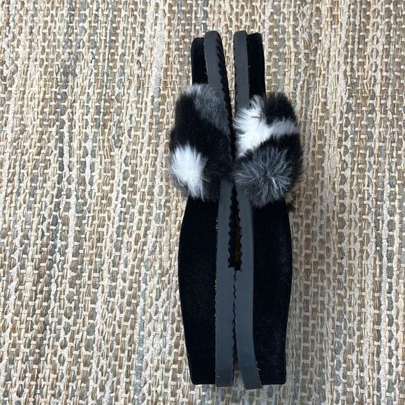 ZARA Beige Black Faux Fur Slides Slippers Sandals Mules Euro 38 - Picture 4 of 5